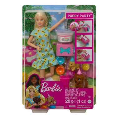 Barbie Doll And Puppy Party Playset With Puppies